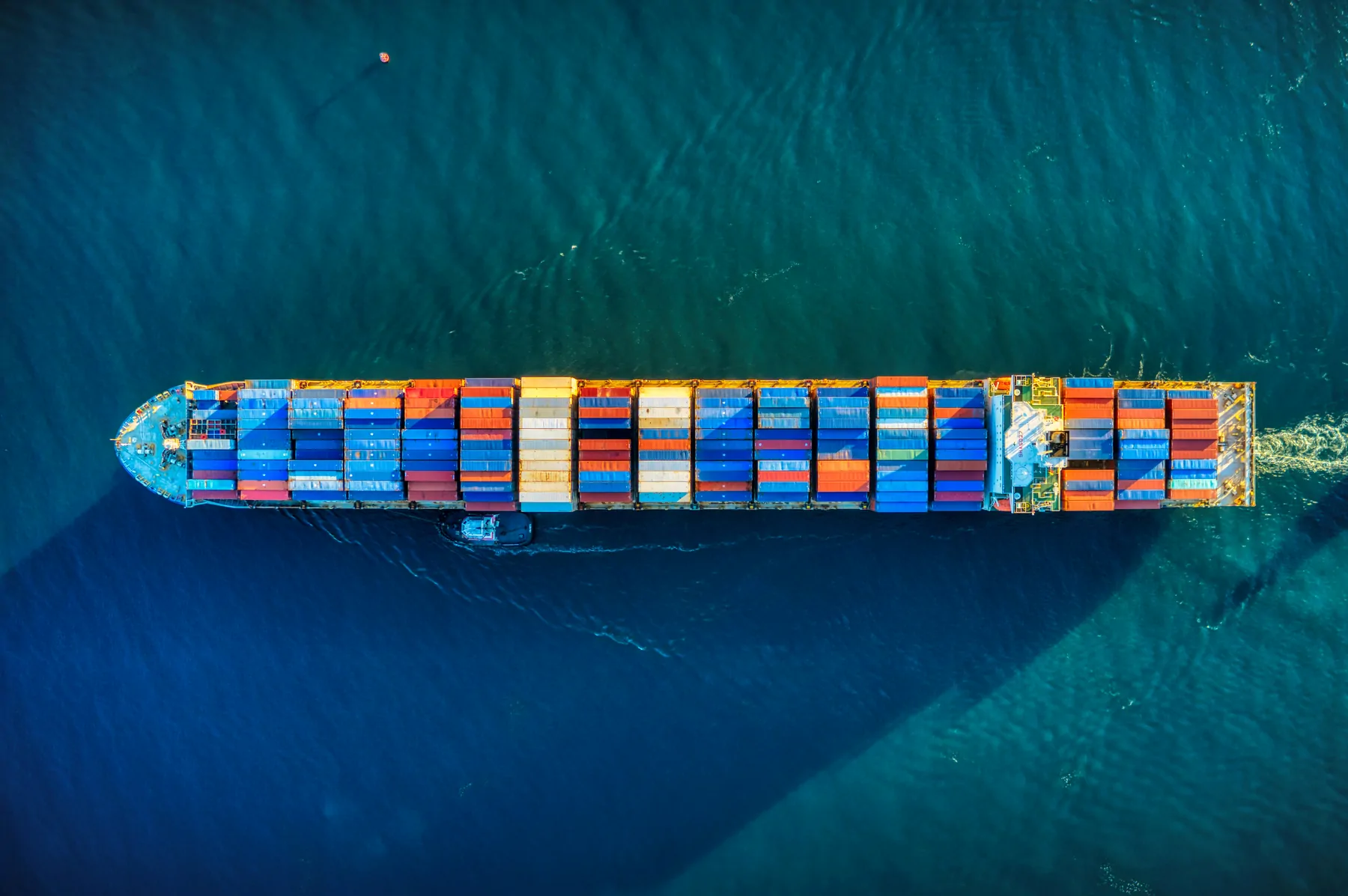 Container vessel transporting export cargo